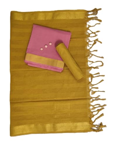 Image of SANJ Mangalagiri Cotton Unstitched Dress Material for Womens dress Unstitched Traditional salwar suit | TOP | Bottom | Duppatta