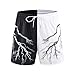 BOOMLEMON Mens Mesh Graphic Print Shorts Casual Fashion Cool Shorts Retro Active Gym Streetwear Short Pants(Novelty Black White Lightning L)