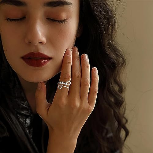 BUKYCAT 3 Stk Angst Fidget Ringe, Verstellbare Spinnerringe, Zirkonia Ringe für Damen (B)