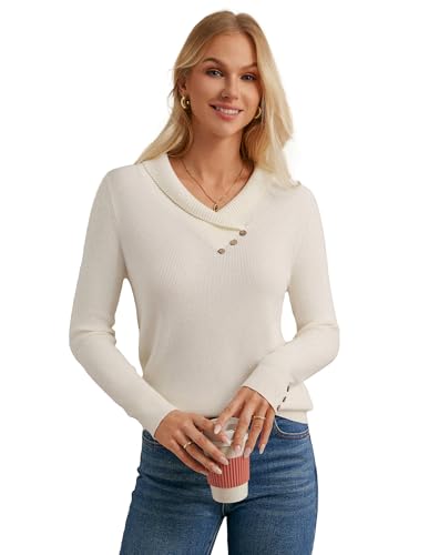 Image of GRACE KARIN Women Fall Long Sleeve V Neck Collar Knit Pullover Sweaters