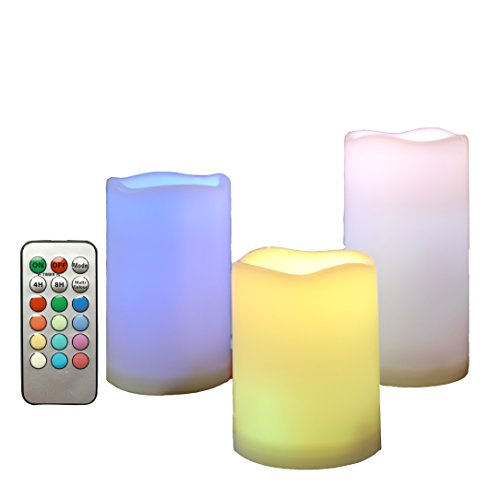 Frostfire Mooncandles Weatherproof Outdoor & Indoor Color Changing Candles with Remote Control & Timer, 3 Count