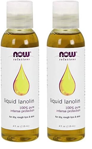 NOW Solutions, Liquid Lanolin Pure, Intense Protection, Formulated for Dry Rough Lips and Skin, 4-Ounce (Pack of 2)