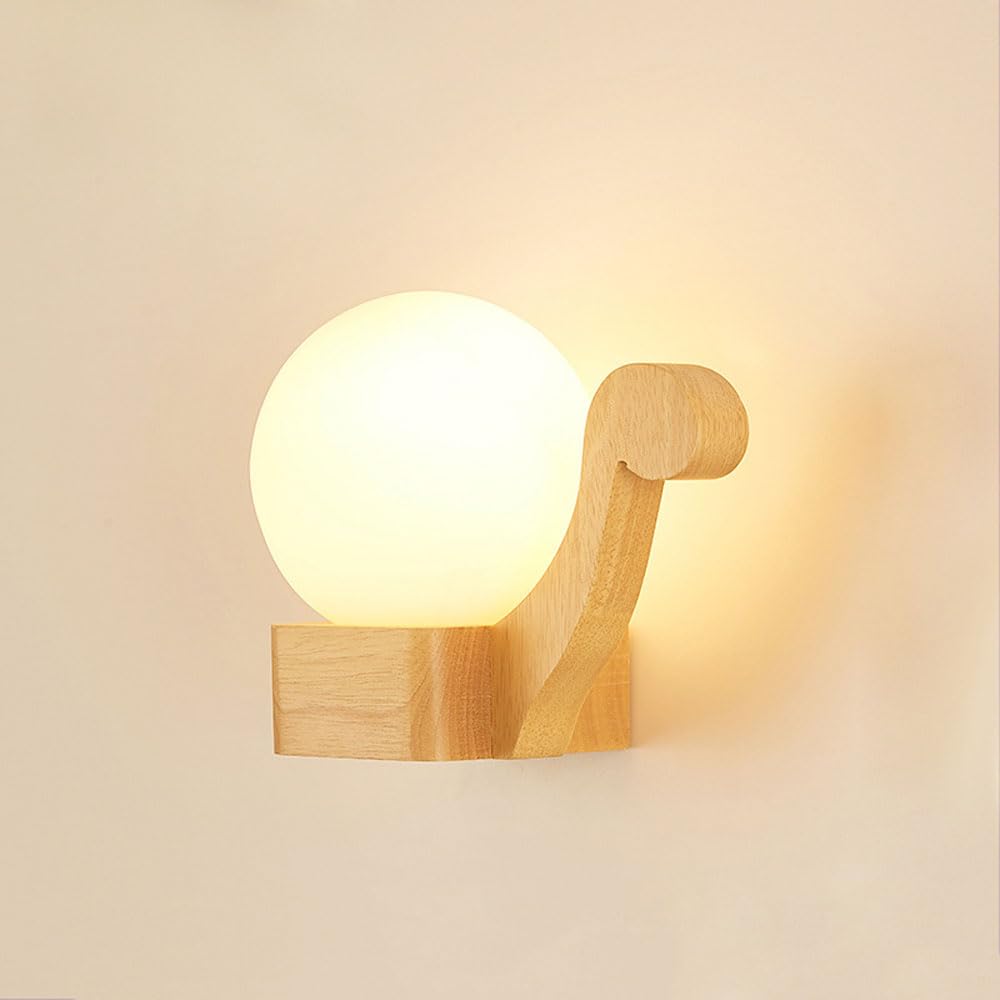 AWEITG Rustic E27 Wooden Wall Sconce - Indoor Mounted Lighting Fixture for Bedroom, Study Room, and More
