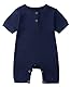 Baby Strampler Kurzarm Baumwolle Jumpsuit Spielanzug Mädchen Jungen Bodysuits Strampelanzug Sommer Kleinkind Schlafanzug Baby-Nachtwäsche Krabbelanzug Einteilig Outfits-Dunkelblau-100cm
