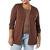 Amazon-Essentials-Womens-Lightweight-Open-Front-Cardigan-Sweater Amazon Essentials Women's Lightweight Open-Front Cardigan Sweater (Available in Plus Size), Dark Chestnut Brown Heather, X-Large
