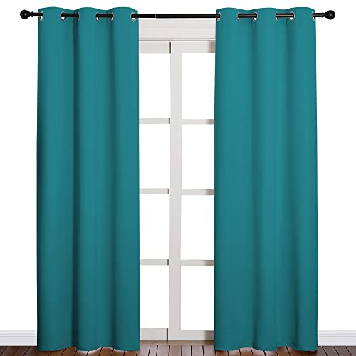 Image of NICETOWN Room Darkening Curtains 84 inch Length 2 Panels, Thermal Insulated Grommet Blackout Curtains for Modern Casual Elegant Bedroom Kids Room Theme Decoration (Peacock Teal, 2 Pieces, W42)