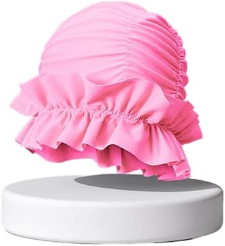 Swim Cap Women Adult with Ruffled Edges -Nylon Cloth Swimming Cap Extra Swimming Cap Elastic Comfort Bathing Hats Keep Hairstyle Unchanged Swim Caps for Women