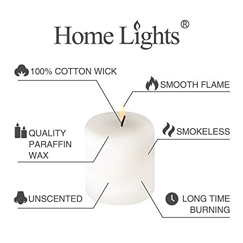 Pillar Candles - 3X3 Inch | 25 Hours Burning, 6 Count - White Unscented Smokeless European Pillar Candles - Perfect For Wedding, Parties, Spas, Home Gatherings And Dinner #TOP2