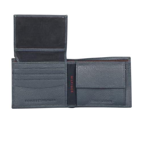 Image of Tommy Hilfiger Nixon Leather Multicard Coin Wallet for Men - Navy, 6 Card Slots