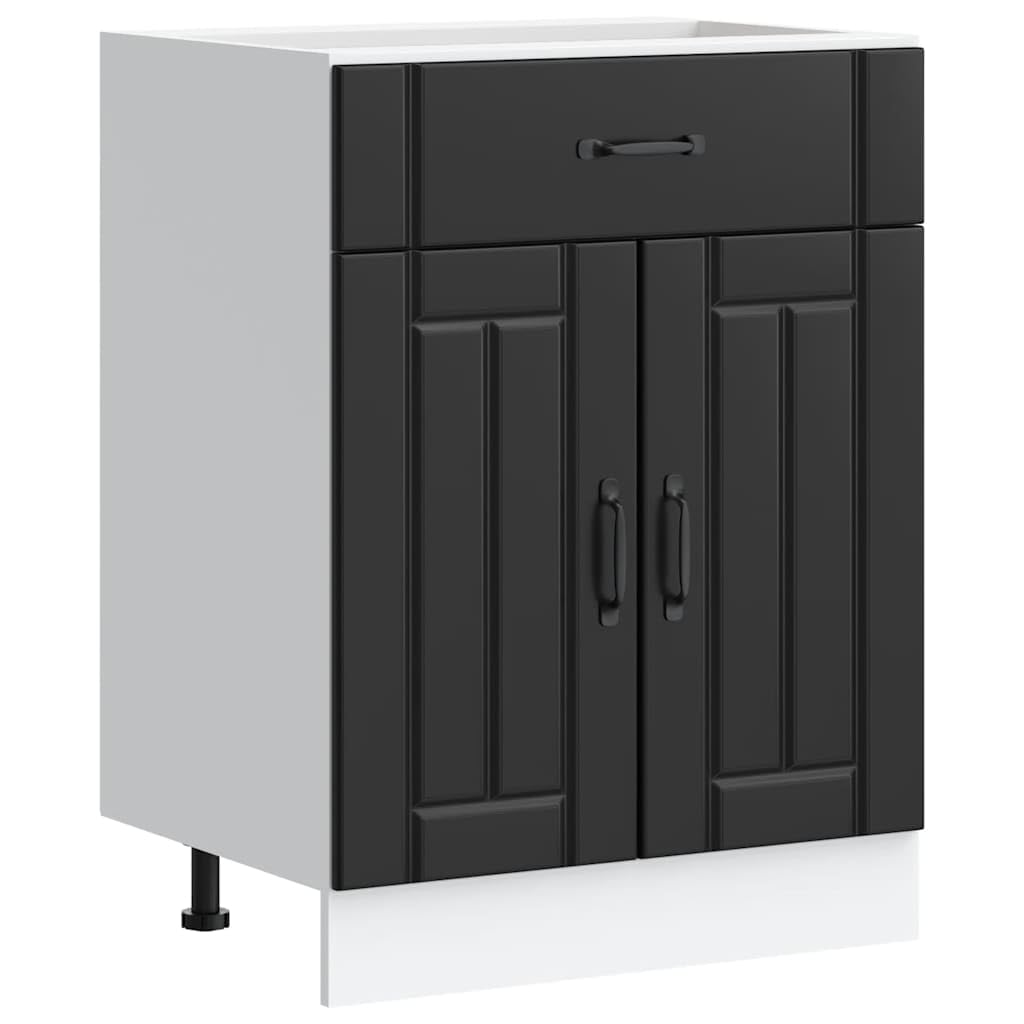 VidaXL Base da Cucina Lucca Nero in Legno Multistrato, Mobile Base con Cassettino, Lavello