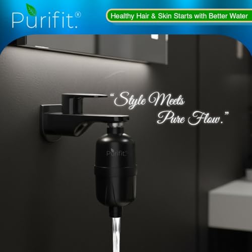 Image of Purifit Ultra Hard Water Filter for Tap and Shower, Water Softener for Bathroom | Matte Black