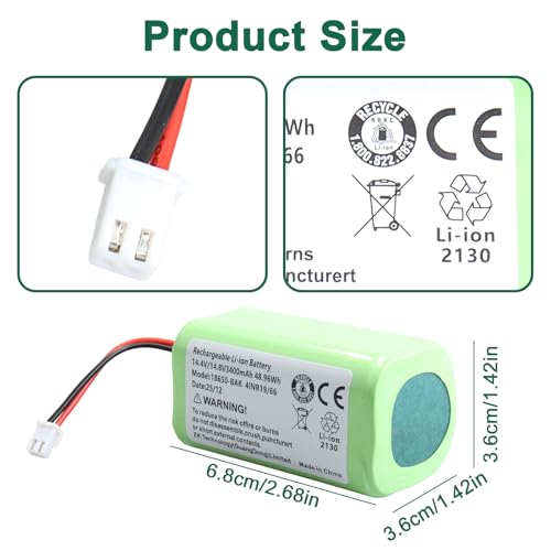 Batería Shark Ion Robot 3400mAh de alta capacidad para ciclos extendidos 2