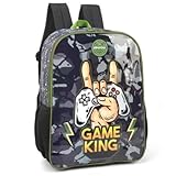 Mochila Bolsa de Costas Infantil Gamer Vídeo Game King Play Escolar Passeio Viagem Verde