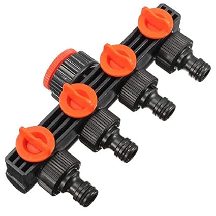 VINANTI 4 Way Faucet Hose Pipe Connectors Splitter Drip for Garden Home Irrigation, Set of 1,(Multi Colour)