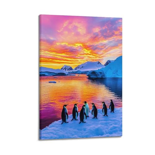 Poster pingouins banquise pour égayer un mur blanc vide 20x30