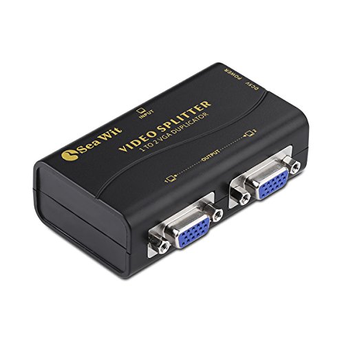 VGA Splitter, Sea Wit 2 Port Video Splitter VGA USB Powered for Screen Duplication 250MHz Bandwidth Support 1920X1440 Resolution