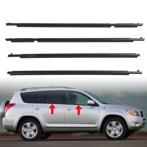 4 Burletes para Ventana con Sellos Impermeables para RAV4 2006-2008, Piezas de Moldura de Goma 75740 42020, Moldura de Ventana de Coche Delantera Trasera Izquierda Derecha a