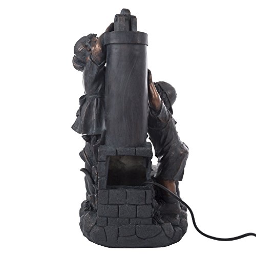 Outdoor Water Fountain With Boy And Girl, Antique Bronze Design And Soothing Sound For Decor On Patio, Lawn And Garden By Pure Garden #TOP2