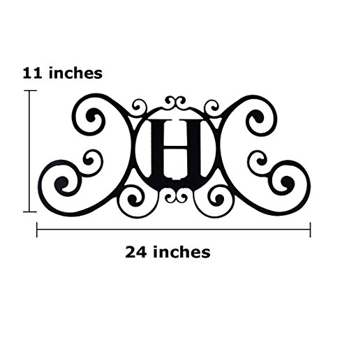 image for SIGMALL 24 Inch House Plaque Letter - Wrought Iron Metal Scrolled Mono