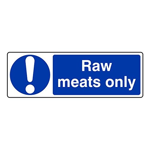 Lasting Impressions (Signs) Limited 300Mmx100mm Raw Meats Only Catering Sign Sticker Self Adhesive