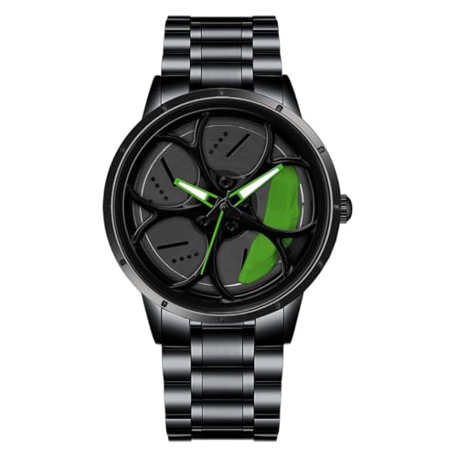 Image of Shocknshop RevolveX Rotating Hollow Wheel Hub Creative Fashion Analog Quartz Stainless Steel Wrist Watch for Men Boys -WCH364