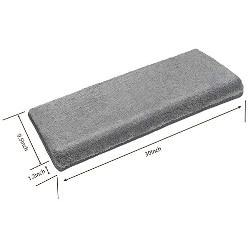 Pure Era Carpet Stair Treads Ultra Plush Soft Bullnose Indoor Stair Protectors Pet Friendly Non-Slip Skid Resistant Tape Free Washable Reusable (14 Pieces, Light Grey) #TOP5