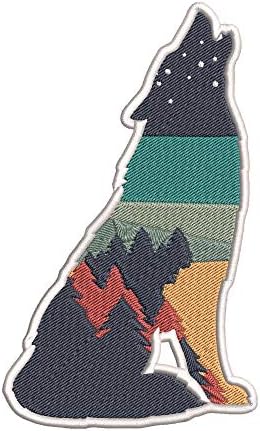 Wolf Forest Embroidered Premium Patch DIY Iron-on or Sew-on Decorative Badge Emblem Vacation Souvenir Travel Gear Clothes Appliques National Park Wildlife Explore Nature