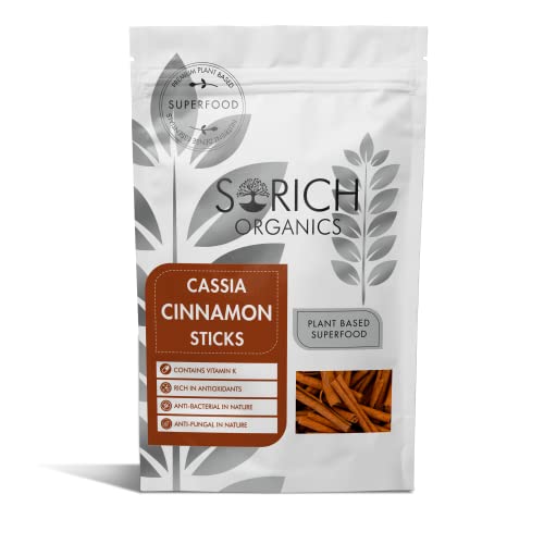 Image of Sorich Organics Cassia Cinnamon Stick 100gm | Dalchini Sticks | Cinnamon Sticks | Cinnamon Quills | Sabut Dal Chini, Karuvapatta 100g | Immunity Booster