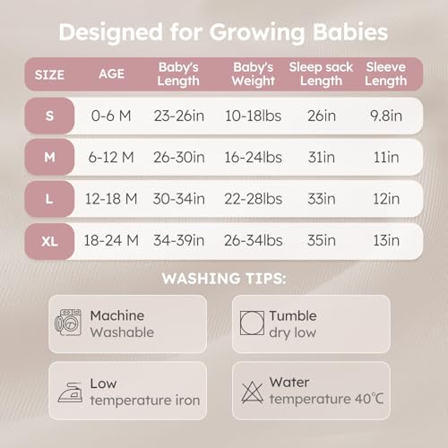 Image of Yoofoss Baby Sleep Sack 6-12 Months 1.0 Tog Long Sleeve Organic Cotton | Wearable Blanket for Infants 2-Way Zipper Quilted Sleeping Sacks(Medium)
