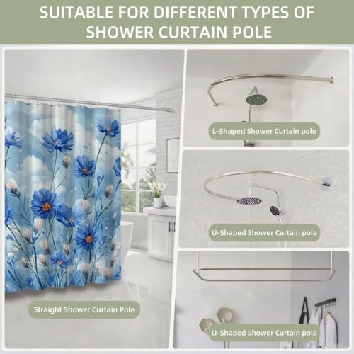 Rideau douche 180x180 imperméable et lavable avec ourlet lesté floral