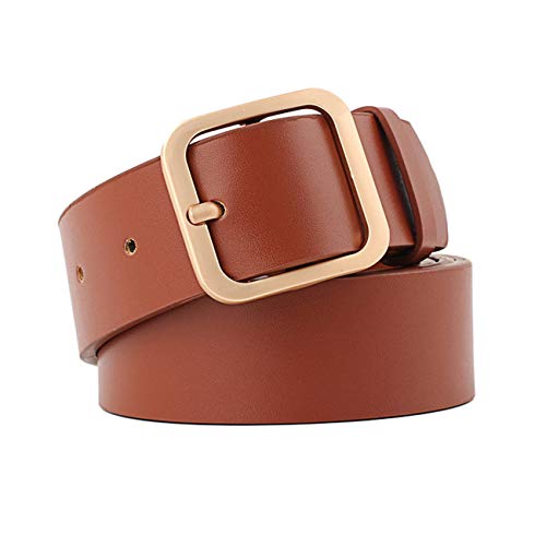 Andongnywell Womens Leather Belt Casual Ladies Belts For Jeans Pants Dresses With Square Buckle Simple Girls Belt (Camel 2) #TOP14