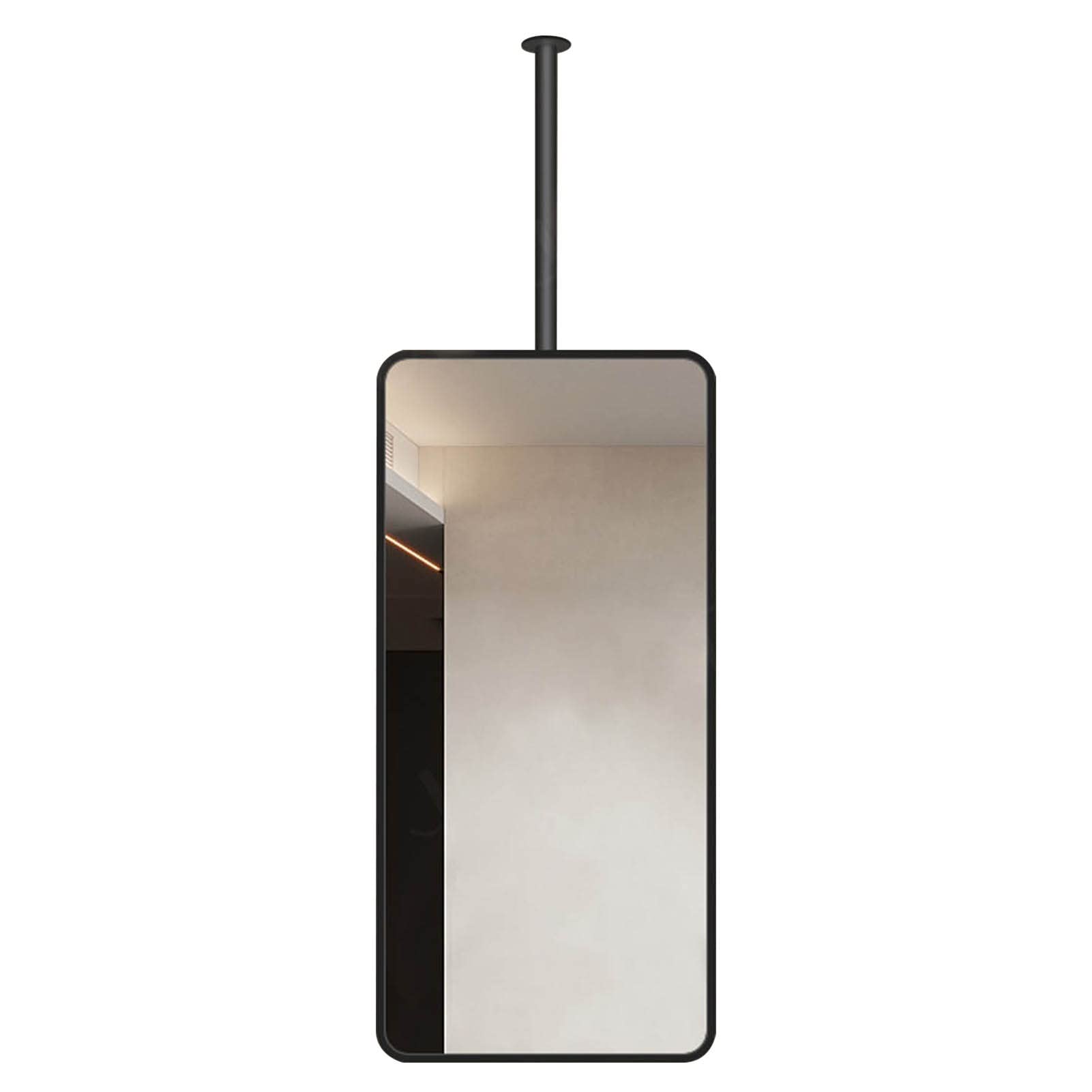 Miroir décoratif pour salle de bain suspendu par tige noire de 40x60cm