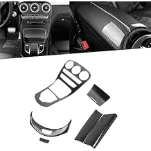 x xotic tech Console Gear Shift Frame+Armrest Box Release Button Protective Cap Cover Trim,Carbon Fiber Pattern,Compatible with Mercedes Benz C Class W205 2015-2018,GLC Class W253 2016-2018 wo/Clock