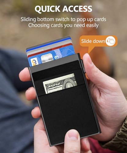 ONLOOKER Credit Card Holder - Slim Wallet for Men with Money Pocket, Pop Up Wallets RFID Blocking Minimalist Card Case Holds 5 Cards and Notes (Matt Black)2