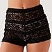 Women's Floral Lace Shorts Elastic Waist Bodycon Fit Semi See Through Booty Shorts for Under Dress (Black, M)