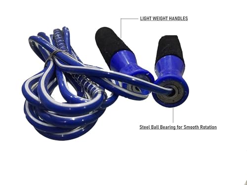 Image of Adjustable Skipping Rope for Men, Women & Kids | PVC Jumping Rope for Fitness, Cardio, Weight Loss & Home Workout | Durable Exercise Rope for Gym Training (Blue)