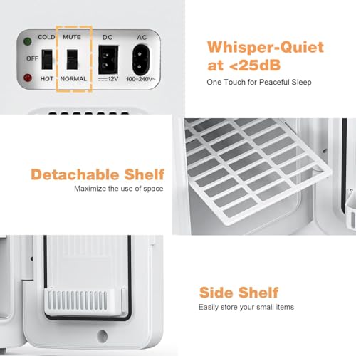 Image of Kikihouse 12L /22L Mini Fridge for Bedroom, Personal Small Refrigerator for Skin Care, Cosmetics, 110V /12V Portable Refrigerator Cooler & Warmer for Drinks, Food, Beauty, Makeup, Dorm, Car, Office