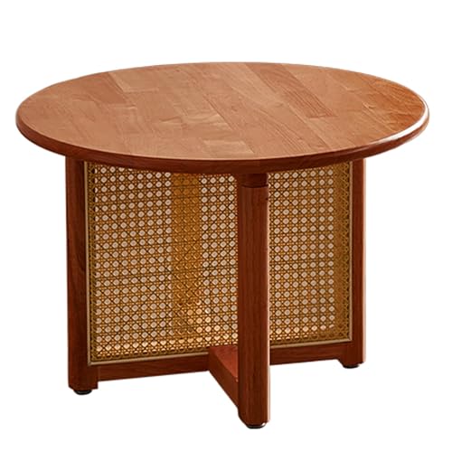 Stilvoller Rattan-Couchtisch, rund, 59,9 cm / 80 cm, Massivholz,...