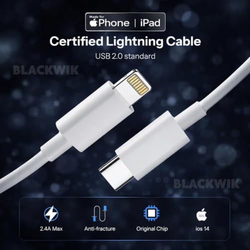 Image of Blackwik Type C to Lightning Charging cable compatible with iphone