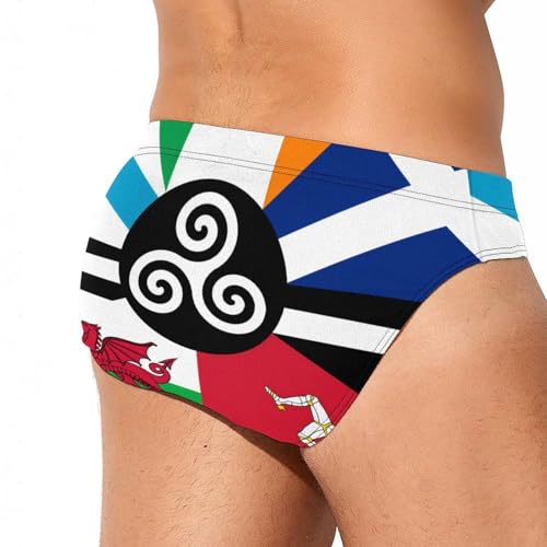 Combined Flag of The Celtic Nations Men's Swim Brief Sexy Bikini Swimwear Swimsuit Trunks Bathing Suits3