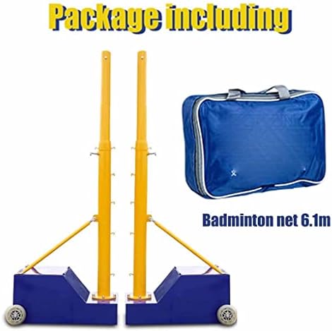 Portable Badminton Tennis Net Stand, Badminton/Volleyball Poles for Outdoor, 3 in 1 Volleyball/Tennis/Badminton Net Frame, Steel Volleyball Net Posts with Wheels,Blue-1