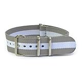 CASSIS[カシス] ナイロン 時計ベルト TYPE NATO タイプナトー 20mm グレイxホワイト 交換用工具付き #141.601T332020