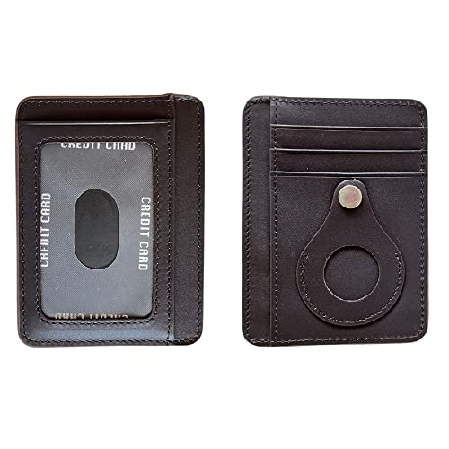 AIRTAG WALLET (GENUINE LEATHER) AIRTAG WALLET RFID BLOCKING SYSTEM SLIM MINIMALIST AIRTAG WALLET AIRTAG FOR APPLE MEN WITH BUILT-IN AIRTAG SYSTEM CASE (Brown)3