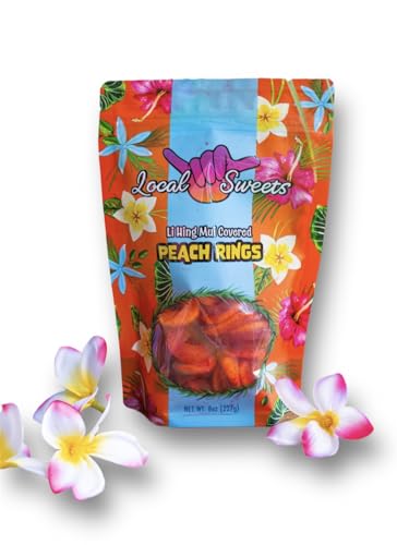 Local Sweets Li Hing Mui Peach Rings, Dulce Hawaiano 8 oz miniatura 1