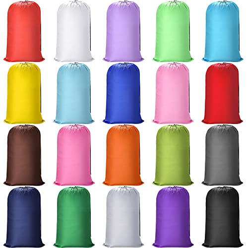 Nuogo 20 Pcs Laundry Bag Washable Travel Laundry Bags with Drawstring Lock Closure Large Heavy Duty for Camping Tent Blankets Dirty Clothes Yarn Fabric Storage, 38 x 24 Inches