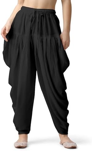 Mehrang Loose Fit Rayon Dhoti Pant for Women Patiala Slawar Bottom Wear Harem Pants, Waist Free Size (26 Inch to 38 Inch)