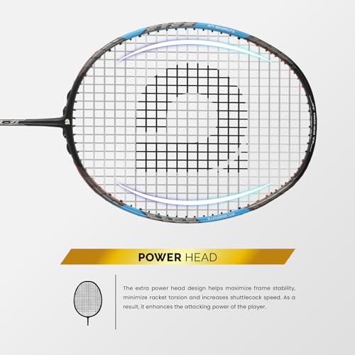 Image of Apacs Z-Ziggler (Strung, Max Tension Upto 38 LBS) 6.4mm Slim Shaft | Made in Vietnam | 100% Japanese Graphite Badminton Racket with Free Full Cover (Black Blue Grey)