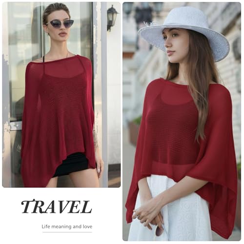 Image of Women Sheer Poncho Shrug Summer Sheer Blouse Top Lightweight Poncho Bolero for Evening Dress