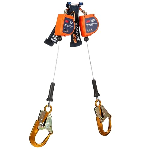 Image of 3M DBI-SALA Nano-Lok Edge Twin-Leg Personal Self Retracting Lifeline 3500280, Cable, Aluminum Rebar Hook, 8 ft, Class 2, ANSI
