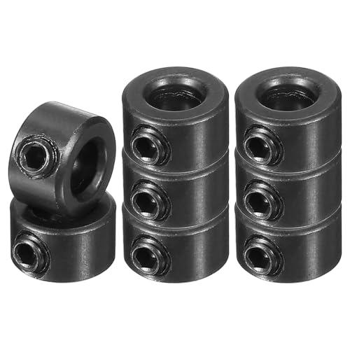 PATIKIL 6mm Bohrung Wellenkragen 12mm OD 8mm Dicke, 8 Stück Klemmring Madenschrauben Set Kohlenstoffstahl Verzinkt mit Gewindestift für Automobilrobotik Maschinenbauin, Schwarz